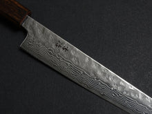 Load image into Gallery viewer, KICHIJI 440C MIGAKI HAMMERED DAMASCUS SUJIHIKI 240MM OAK/BAIKOKU HANDLE