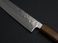 Load image into Gallery viewer, KICHIJI 440C MIGAKI HAMMERED DAMASCUS SUJIHIKI 240MM OAK/BAIKOKU HANDLE