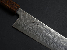 Load image into Gallery viewer, KICHIJI 440C MIGAKI HAMMERED DAMASCUS KIRITSUKE GYUTO 210MM OAK/BAIKOKU HANDLE