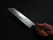 Load image into Gallery viewer, KICHIJI 440C MIGAKI HAMMERED DAMASCUS KIRITSUKE GYUTO 210MM OAK/BAIKOKU HANDLE
