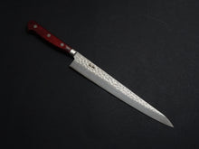Load image into Gallery viewer, KICHIJI AUS-8 HAMMERED SUJIHIKI 240MM RED HANDLE