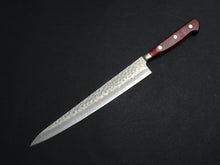 Load image into Gallery viewer, KICHIJI AUS-8 HAMMERED SUJIHIKI 240MM RED HANDLE