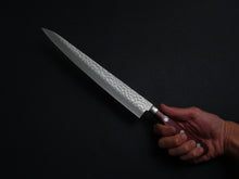 Load image into Gallery viewer, KICHIJI AUS-8 HAMMERED SUJIHIKI 240MM RED HANDLE