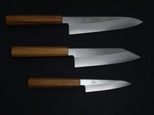 Load image into Gallery viewer, HADO GINSAN KIRITSUKE BUNKA 180MM OAKWOOD HANDLE FORGED BY SATOSHI NAKAGAWA**