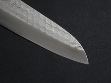 Load image into Gallery viewer, TORATETSU HAMMERED AOGAMI-2 STAINLESS CLAD SANTOKU 180MM