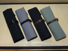 Load image into Gallery viewer, COMO+KATABA HANDMADE HIGH QUALITY CANVAS KNIFE ROLL WITH SINGLE LEATHER FITTINGS*