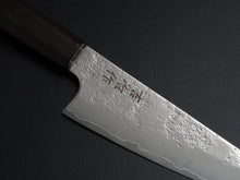 Load image into Gallery viewer, KICHIJI AUS-8 NASHIJI KO-SANTOKU 150MM OCTAGONAL MONO EBONY HANDLE