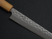 Load image into Gallery viewer, TSUNEHISA SHIROGAMI-2 STAINLESS CLAD HAMMERED SUJIHIKI 240MM CHERRY WOOD HANDLE