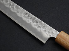 Load image into Gallery viewer, TSUNEHISA SHIROGAMI-2 STAINLESS CLAD HAMMERED SUJIHIKI 240MM CHERRY WOOD HANDLE