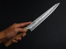 Load image into Gallery viewer, KICHIJI SHIROGAMI-2 STAINLESS CLAD HAMMERED SUJIHIKI 240MM CHERRY WOOD HANDLE