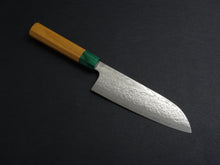 Load image into Gallery viewer, MAKOTO KUROSAKI KODAMA VG-10 DAMASCUS SANTOKU KNIFE 165MM OCTAGONAL KEYAKI/ZELKOVA HANDLE