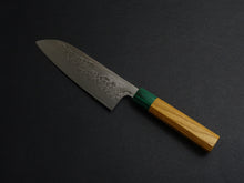 Load image into Gallery viewer, MAKOTO KUROSAKI KODAMA VG-10 DAMASCUS SANTOKU KNIFE 165MM OCTAGONAL KEYAKI/ZELKOVA HANDLE