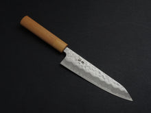 Load image into Gallery viewer, KICHIJI SHIROGAMI-2 STAINLESS CLAD HAMMERED GYUTO 180MM CHERRY WOOD HANDLE