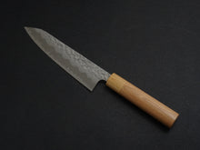 Load image into Gallery viewer, KICHIJI SHIROGAMI-2 STAINLESS CLAD HAMMERED GYUTO 180MM CHERRY WOOD HANDLE