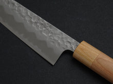 Load image into Gallery viewer, KICHIJI SHIROGAMI-2 STAINLESS CLAD HAMMERED GYUTO 180MM CHERRY WOOD HANDLE