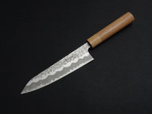 Load image into Gallery viewer, KICHIJI SHIROGAMI-2 STAINLESS CLAD HAMMERED GYUTO 180MM CHERRY WOOD HANDLE