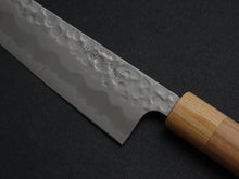 Load image into Gallery viewer, TSUNEHISA SHIROGAMI-2 STAINLESS CLAD HAMMERED GYUTO 180MM CHERRY WOOD HANDLE