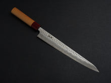 Load image into Gallery viewer, KICHIJI AOGAMI SUPER CORE STAINLESS CLAD TSUCHIME MIGAKI SUJIHIKI 240MM CHERRY WOOD HANDLE