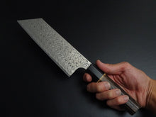 Load image into Gallery viewer, NIGARA SG2 DAMASCUS NAKIRI 165MM BURNT CHESTNUT WOOD OCTAGONAL HANDLE