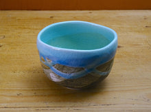 Load image into Gallery viewer, MINOYAKI BLUE NAGASHI MATCHA BOWL