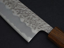 Load image into Gallery viewer, OUL SHIROGAMI-1 STAINLESS CLAD HAMMERED GYUTO 210MM BLACK OAK HANDLE