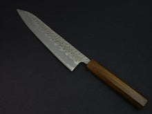 Load image into Gallery viewer, OUL SHIROGAMI-1 STAINLESS CLAD HAMMERED GYUTO 210MM BLACK OAK HANDLE