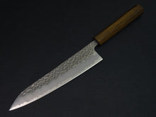 Load image into Gallery viewer, OUL SHIROGAMI-1 STAINLESS CLAD HAMMERED GYUTO 210MM BLACK OAK HANDLE
