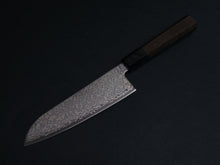 Load image into Gallery viewer, KICHIJI HIKARI SLD STAINLESS CLAD DAMASCUS KUROZOME SANTOKU 170MM OCTAGONAL WENGE HANDLE