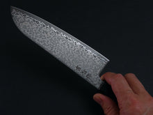 Load image into Gallery viewer, KICHIJI HIKARI SLD STAINLESS CLAD DAMASCUS KUROZOME SANTOKU 170MM OCTAGONAL WENGE HANDLE
