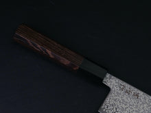 Load image into Gallery viewer, KICHIJI HIKARI SLD STAINLESS CLAD DAMASCUS KUROZOME NAKIRI 160MM OCTAGONAL WENGE HANDLE