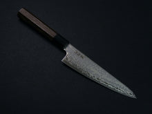 Load image into Gallery viewer, KICHIJI HIKARI SLD STAINLESS CLAD DAMASCUS KUROZOME KO-SANTOKU 150MM OCTAGONAL WENGE HANDLE