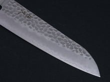 Load image into Gallery viewer, TSUNEHISA AUS-8 HAMMERED SANTOKU KNIFE 180MM BROWN PAKKA HANDLE
