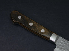 Load image into Gallery viewer, TSUNEHISA AUS-8 HAMMERED SANTOKU KNIFE 180MM BROWN PAKKA HANDLE