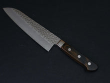 Load image into Gallery viewer, TSUNEHISA AUS-8 HAMMERED SANTOKU KNIFE 180MM BROWN PAKKA HANDLE