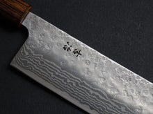 Load image into Gallery viewer, KICHIJI 440C HAMMERED DAMASCUS NAKIRI OAK/BAIKOKU HANDLE