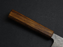 Load image into Gallery viewer, KICHIJI 440C HAMMERED DAMASCUS NAKIRI OAK/BAIKOKU HANDLE