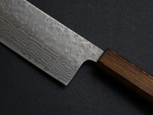 Load image into Gallery viewer, KICHIJI 440C HAMMERED DAMASCUS NAKIRI OAK/BAIKOKU HANDLE