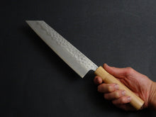 Load image into Gallery viewer, KICHIJI SHIROGAMI-2 STAINLESS CLAD HAMMERED KIRITSUKE GYUTO 210MM CHERRY WOOD HANDLE