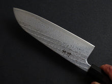 Load image into Gallery viewer, KICHIJI GINSAN NAWAME DAMASCUS SANTOKU 170MM OCTAGONAL EBONY HANDLE