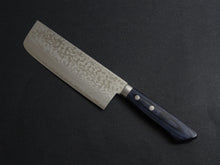 Load image into Gallery viewer, MASUTANI VG-10 DAMASCUS NAKIRI BLUE PAKKA HANDLE 170MM
