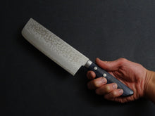 Load image into Gallery viewer, MASUTANI VG-10 DAMASCUS NAKIRI BLUE PAKKA HANDLE 170MM