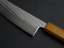 Load image into Gallery viewer, KICHIJI AUS-10 NAWAME DAMASCUS GYUTO 210MM OCTAGONAL BURNT OAK HANDLE