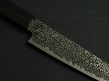 Load image into Gallery viewer, KICHIJI RYUHYO KUROZOME SG2 DAMASCUS PETTY 150MM OCTAGONAL MONO EBONY HANDLE