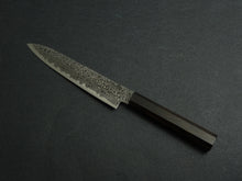 Load image into Gallery viewer, KICHIJI RYUHYO KUROZOME SG2 DAMASCUS PETTY 150MM OCTAGONAL MONO EBONY HANDLE