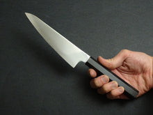 Load image into Gallery viewer, KICHIJI HIKARI SLD STAINLESS CLAD 3 LAYER KO-SANTOKU 150MM OCTAGONAL MONO EBONY HANDLE