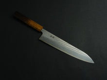 Load image into Gallery viewer, KICHIJI AUS-10 NAWAME DAMASCUS GYUTO 240MM OCTAGONAL BURNT OAK HANDLE
