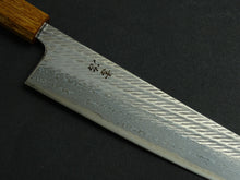 Load image into Gallery viewer, KICHIJI AUS-10 NAWAME DAMASCUS GYUTO 240MM OCTAGONAL BURNT OAK HANDLE