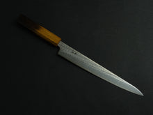 Load image into Gallery viewer, KICHIJI AUS-10 NAWAME DAMASCUS SUJIHIKI 240MM OCTAGONAL BURNT OAK HANDLE