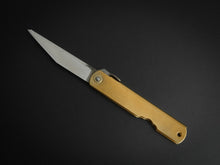 Load image into Gallery viewer, HIGONOKAMI AOGAMI WARIKOMI KIRIDASHI KNIFE BRASS HANDLE