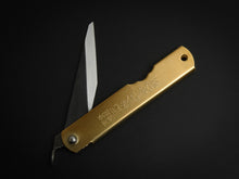 Load image into Gallery viewer, HIGONOKAMI AOGAMI WARIKOMI KIRIDASHI KNIFE BRASS HANDLE